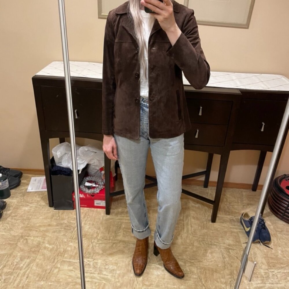 Roots 90s Brown Suede Jacket / Coat EUC